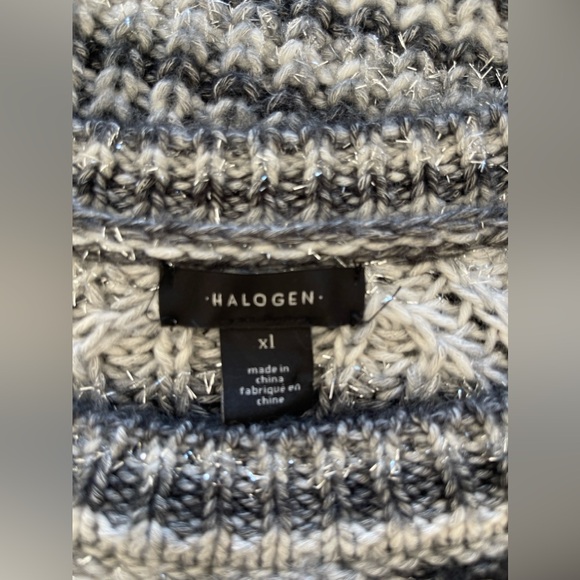 Halogen Metallic Black, Gray, & Silver Stipe Long Sleeve Sweater NWOT Size XL - Picture 6 of 7